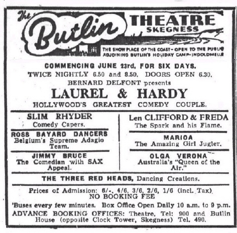 Laurel and Hardy Butlins Theatre Skegness by A.J Marriot.