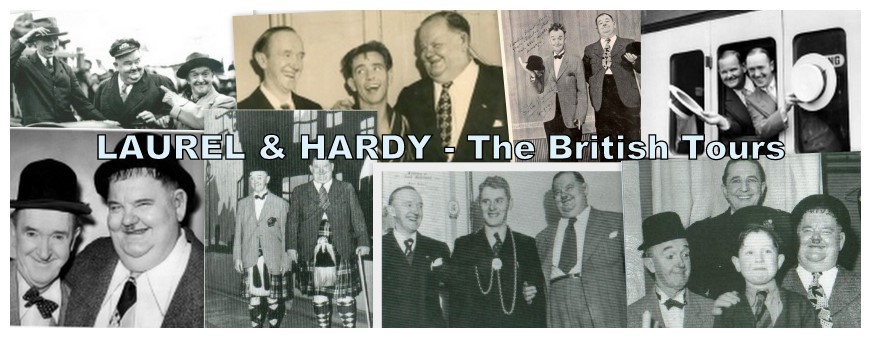 LAUREL and HARDY The British Tours banner by A.J Marriot.