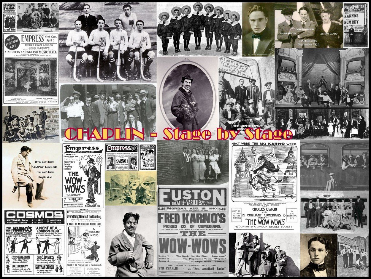 Charlie Chaplin stage book montage Karno Lancashire Lads.